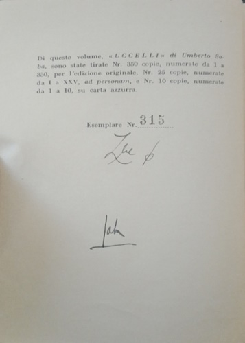 Saba,Umberto. - Uccelli.