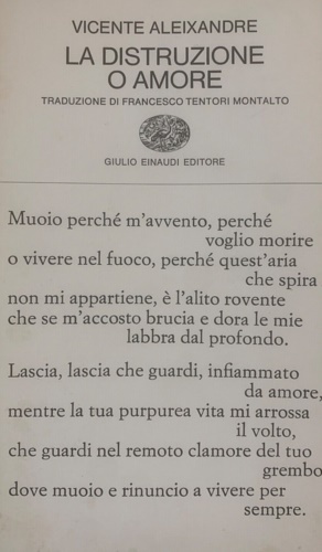 Alexaindre,Vicente. - La distruzione o amore.