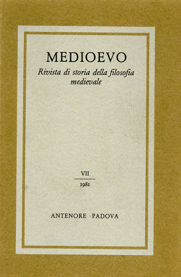 -- - Medioevo. Rivista di storia della filosofioa medievale. VII (1981). Dall'indice: Hermann Weidemann