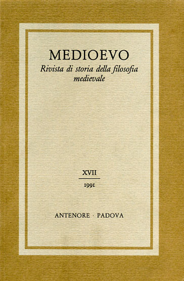 -- - Medioevo. Rivista di storia della filosofia medievale. XVII (1991). Dall'indice: Riccardo Quinto,