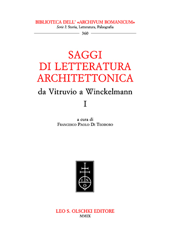 -- - Saggi di letteratura architettonica. Da Vitruvio a Winckelmann. I.