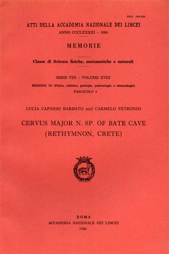 Capasso Barbato Lucia. Petronio,Carmelo. - Cervus major N.Sp. of Bate Cave (Rethymnon, Crete).