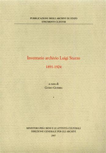 Guerra,Guido. (a cura di). - Inventario Archivio Luigi Sturzo 1891-1924.