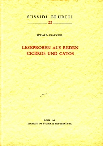 Fraenkel,Eduard. - Leseproben aus Reden Ciceros und Catos.