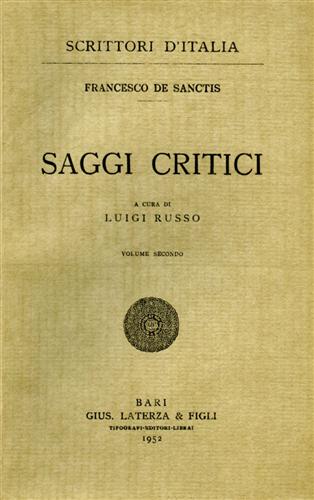 De Sanctis,Francesco. - Saggi critici. vol.II.