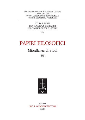 -- - Papiri filosofici. Miscellanea di studi VI.