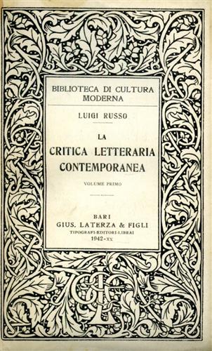 Russo,Luigi. - La critica letteraria contemporanea.