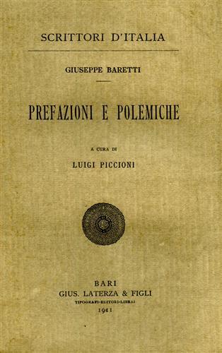 Baretti,Giuseppe. - Prefazioni e polemiche.