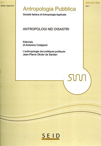 Colajanni,Antonino. Benadusi,Mara. Falconieri,Irene. Ciccaglione,Rita. Pitzalis,Silvia. Salome,Giovanna. - Antropologia nei disastri.