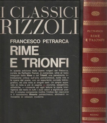 Petrarca, Francesco. - Rime e Trionfi. Con il Rimario.