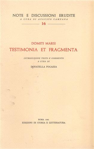 Marsus,Domitius. - Testimonia et Fragmenta.