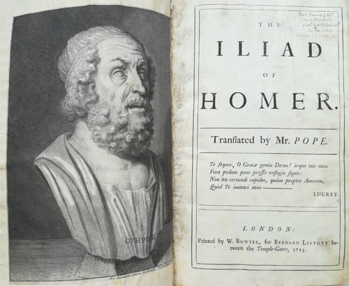 Homer. Pope, Alexander. - The Iliad of Homer translated by Alexander Pope. Vol. I-VI. Prima edizione della traduzion