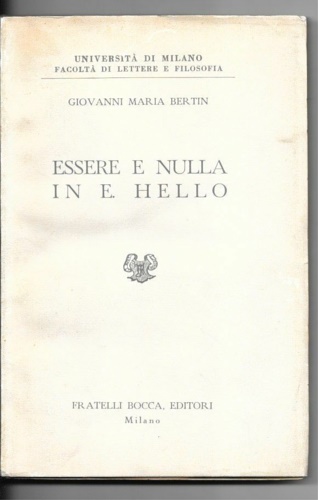 Bertin,Giovanni Maria. - Essere e nulla in E. Hello.