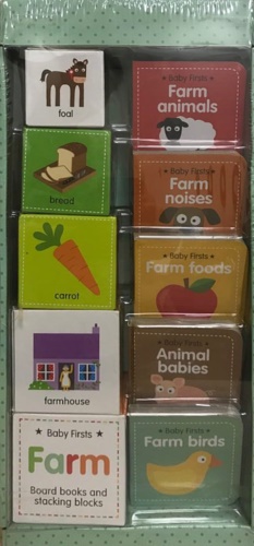-- - Baby Firsts Farm Books & Stacking Blocks.