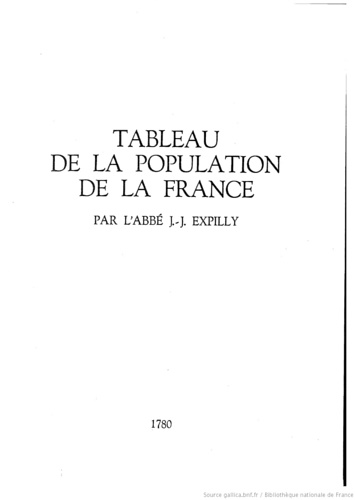 L'Abb J.J. Expilly. - Tableau de la population de la France.