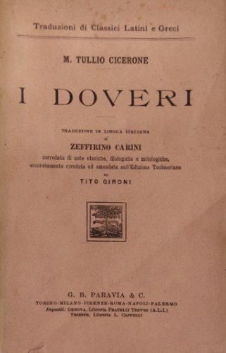 Cicerone,Marco Tullio. - I Doveri.