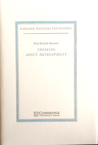 Streeten,Paul Patrick. - Thinking about Development.