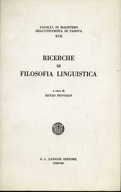 AA.VV. - Ricerche di filosofia linguistica.