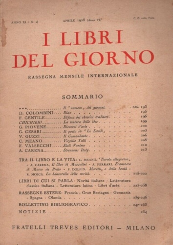 -- - I Libri del Giorno. Anno XI. Rassegna mensile internazional