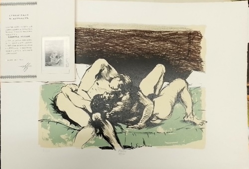 Gabriele Mucchi (Torino 1899- Milano, 2002). - Amanti. Esemplare con certificato alle