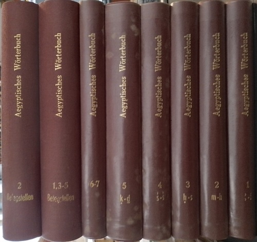 Erman,Adolf ; Grapow,Hermann. - Wrterbuch der gyptischen Sprache. Volumi 1-5; Volume 6-7: VI:Deu