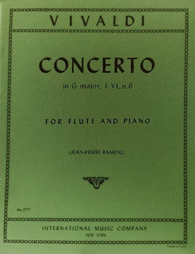 Vivaldi,Antonio. - Concerto in G major, F. VI,n. 6. For Fluite and Piano.
