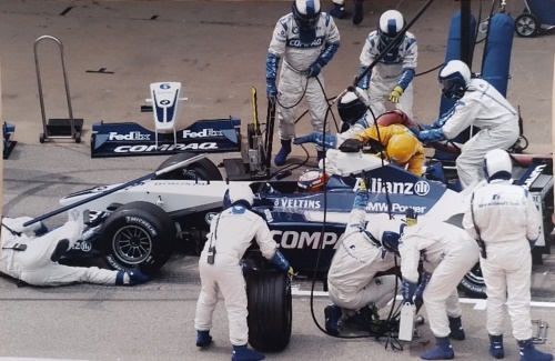  - Williams BMW. Pit Stop. GP Spagna 2002. Original Photo Paper. Questa fotografia fa parte di