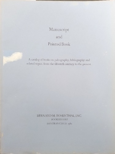 -- - Manuscript and printed book. A catolog of books on paleogra