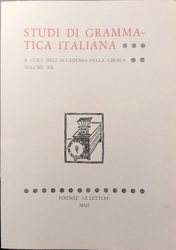-- - Studi di grammatica italiana. Volume XX,