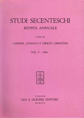 -- - Studi Secenteschi Vol. V (1964). Rivista annuale fondata nel 19