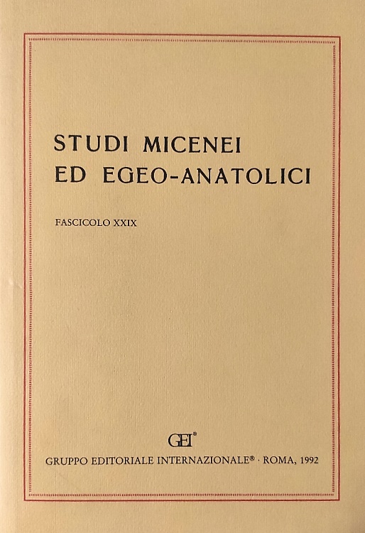 -- - Studi Micenei ed Egeo-anatolici. Fasc.XXIX. Dall'Indice: -- Ricordo di Em