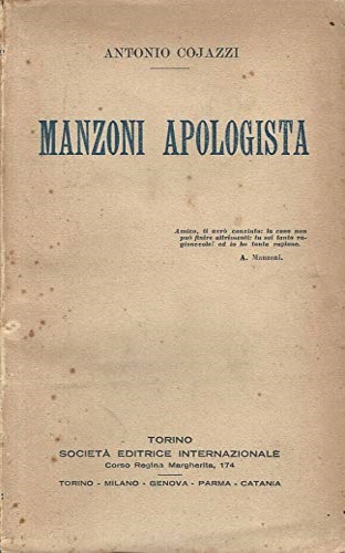 Cojazzi,Antonio. - Manzoni apologista.