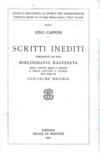 Capponi,Gino. - Scritti inediti.