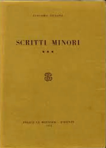 Devoto,Giacomo. - Scritti minori. Vol.III.