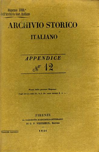 -- - Archivio Storico Italiano. Appendice 12. Alcune voci dall'indice: G.Can