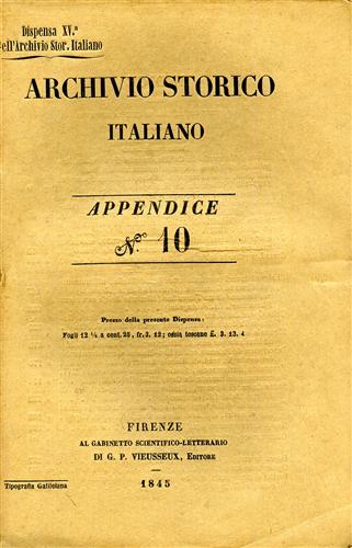 -- - Archivio Storico Italiano. Appendice 10. Alcune voci dall'indice: G.Sco