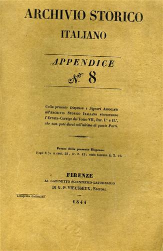 -- - Archivio Storico Italiano. Appendice 8. Alcune voci dall'indice: T. Ga