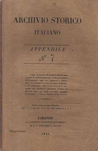 -- - Archivio Storico Italiano. Appendice 7.