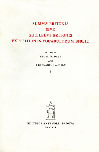 -- - Summa Britonis sive Guillelmi Britonis Expositiones vocabulorum Biblie.