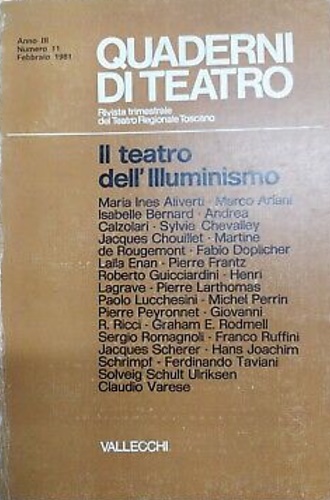 Fini,Carlo. Ricchi,Renzo. (dir.). - Il teatro dell'Illuminismo. Numero monografico di Quaderni