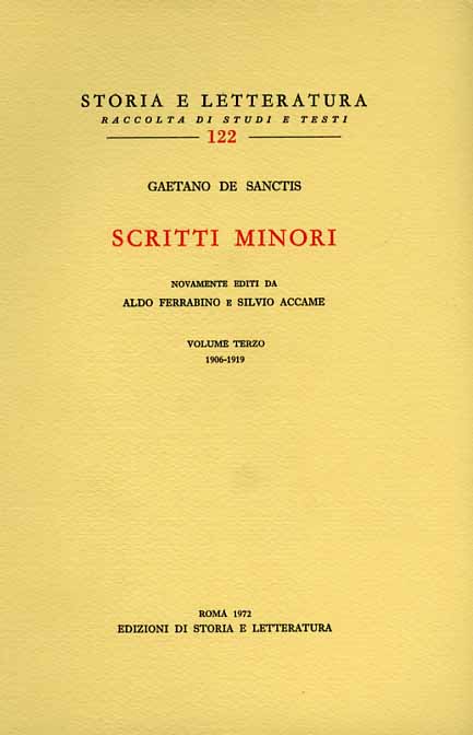 De Sanctis,Gaetano. - Scritti minori. Vol.III: 1906-1919.