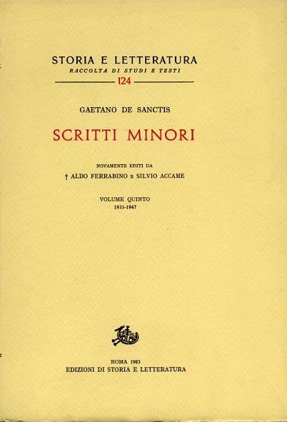 De Sanctis,Gaetano. - Scritti minori. Vol.V: 1931-1947.