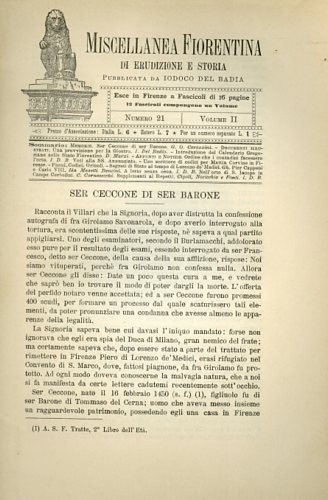 Corazzini,G.O. Del Badia,I. Marzi,D. - Ser Ceccone di Ser Barone. Una provvisione per la Giostra. Introduzione del Calendario Gregoriano nello Stato Fiorentino.