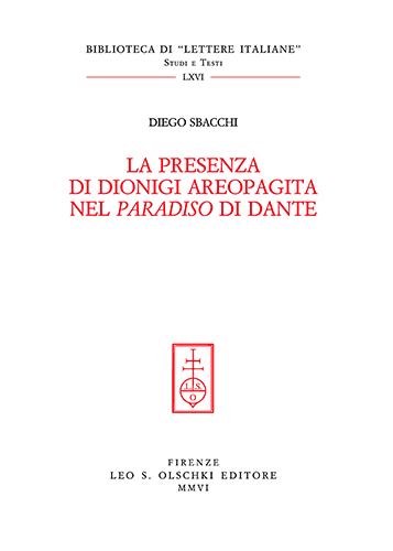 Sbacchi,Diego. - La presenza di Dionigi Areopagita nel Paradiso di Dante. Dante si avvalse dell'astrolog