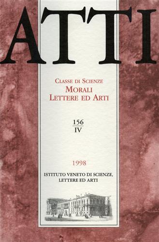 -- - Atti. Classe di Scienze Morali Lettere ed Arti. N.156, IV. Dall'indice: Cesare Galimberti