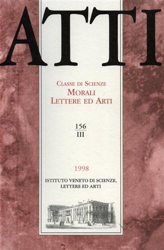 -- - Atti. Classe di Scienze Morali Lettere ed Arti. N.156, III. Dall'indice: Victor Crescenzi: