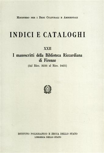 -- - I Manoscritti della Biblioteca Riccardiana di Firenze. (dal Ricc.3235 al Ricc.3421).