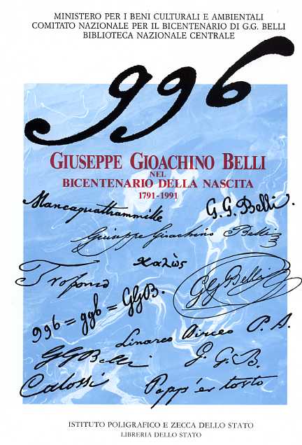 Catalogo della Mostra: - Giuseppe Gioachino Belli nel bicentenario della nascita, 1791-1991.