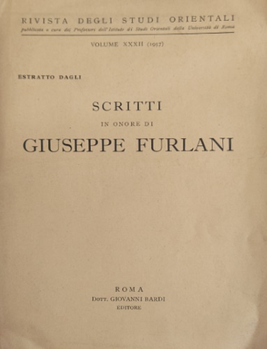 Egypto-Semitica. Estratto dagli scritti in onore di Giuseppe Furlani.