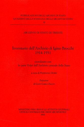 9788871251899-Inventario dell'Archivio di Igino Brocchi 1914-1931. Coordinato con le carte Vol